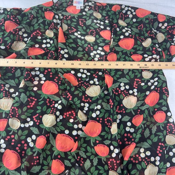 LuLaRoe Shirley Open Front Jacket Kimono Size M Sheer Black Poppy Floral - Picture 2 of 8